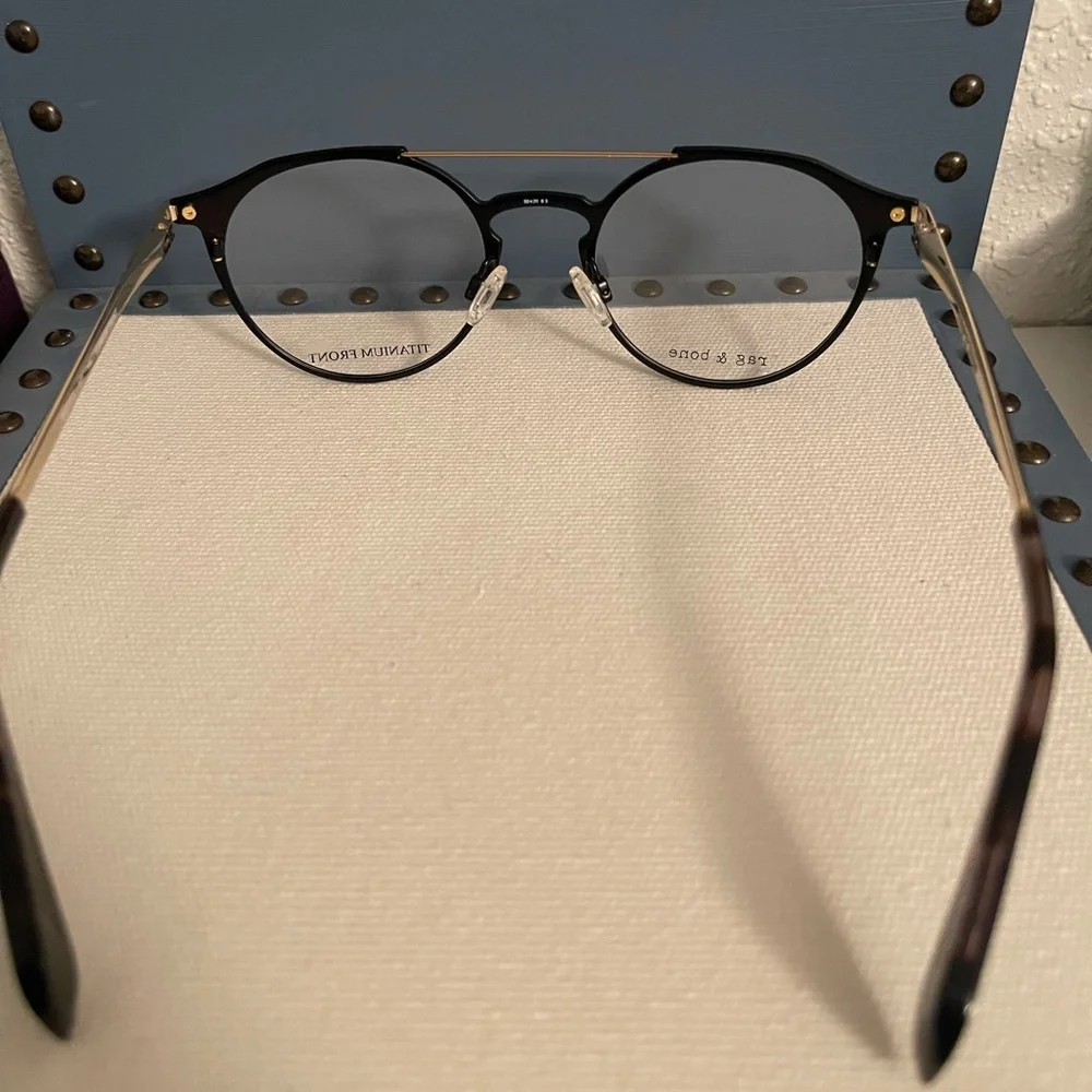 rag & bone Men's/Unisex Navy Round Titanium-Front Eyeglasses - Picture 4 of 9